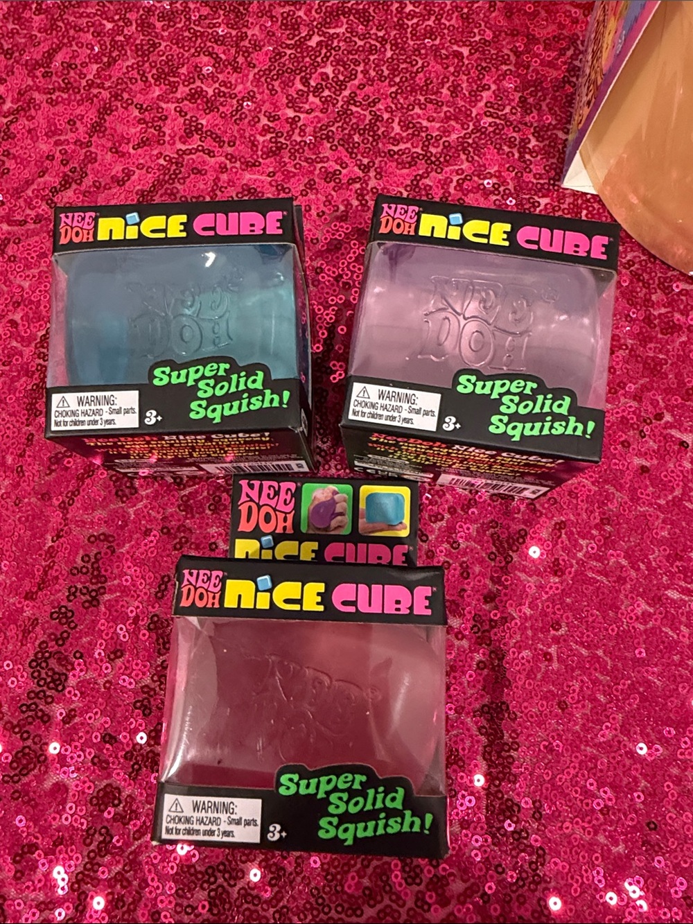NeeDoh Nice Cube Super Solid Squish - Pink, Blue, Purple